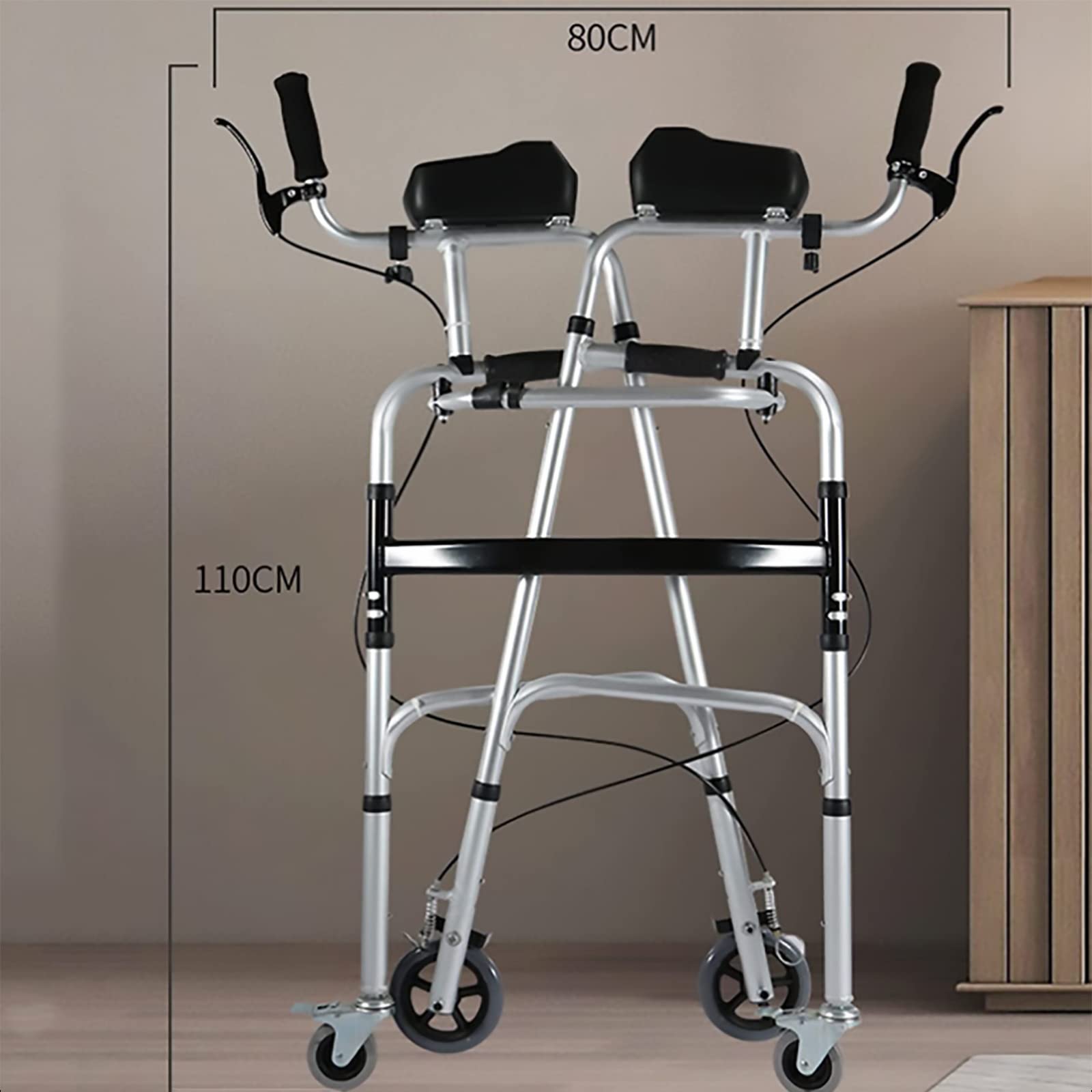 Andadores para discapacidad, andadores para Personas Mayores Andador de Aluminio de 4 Ruedas con Asiento y Cesta Ligero Plegable con apoyabrazos