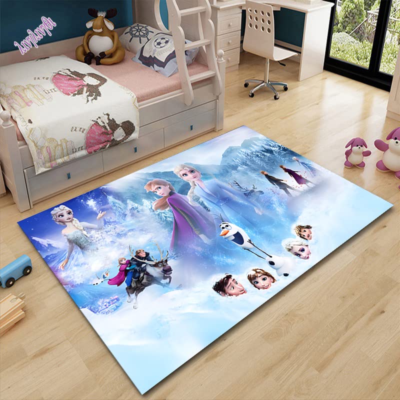 YZGAH Home Cartoon Quadratischer Teppich Frozen 3D Gedruckte Fußmatte Wohnzimmer Schlafzimmer Matte...