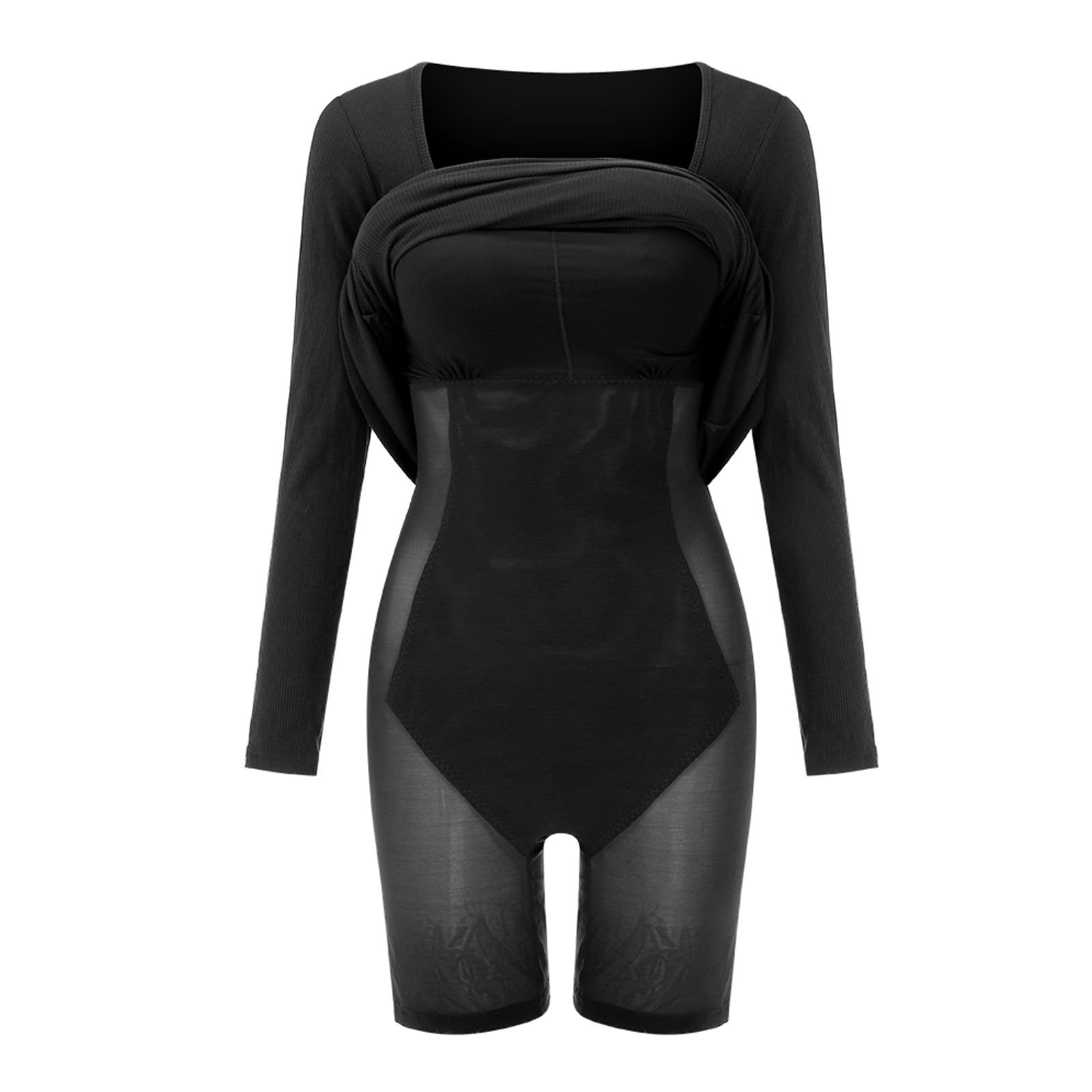 Cocila Abiti Plus Size Donna Eleganti Abito modellante per il corpo in tinta unita da donna con imbottitura per il seno modellante per il corpo 8 in 1 Abito casual a maniche Il Delle Seconde Occasioni