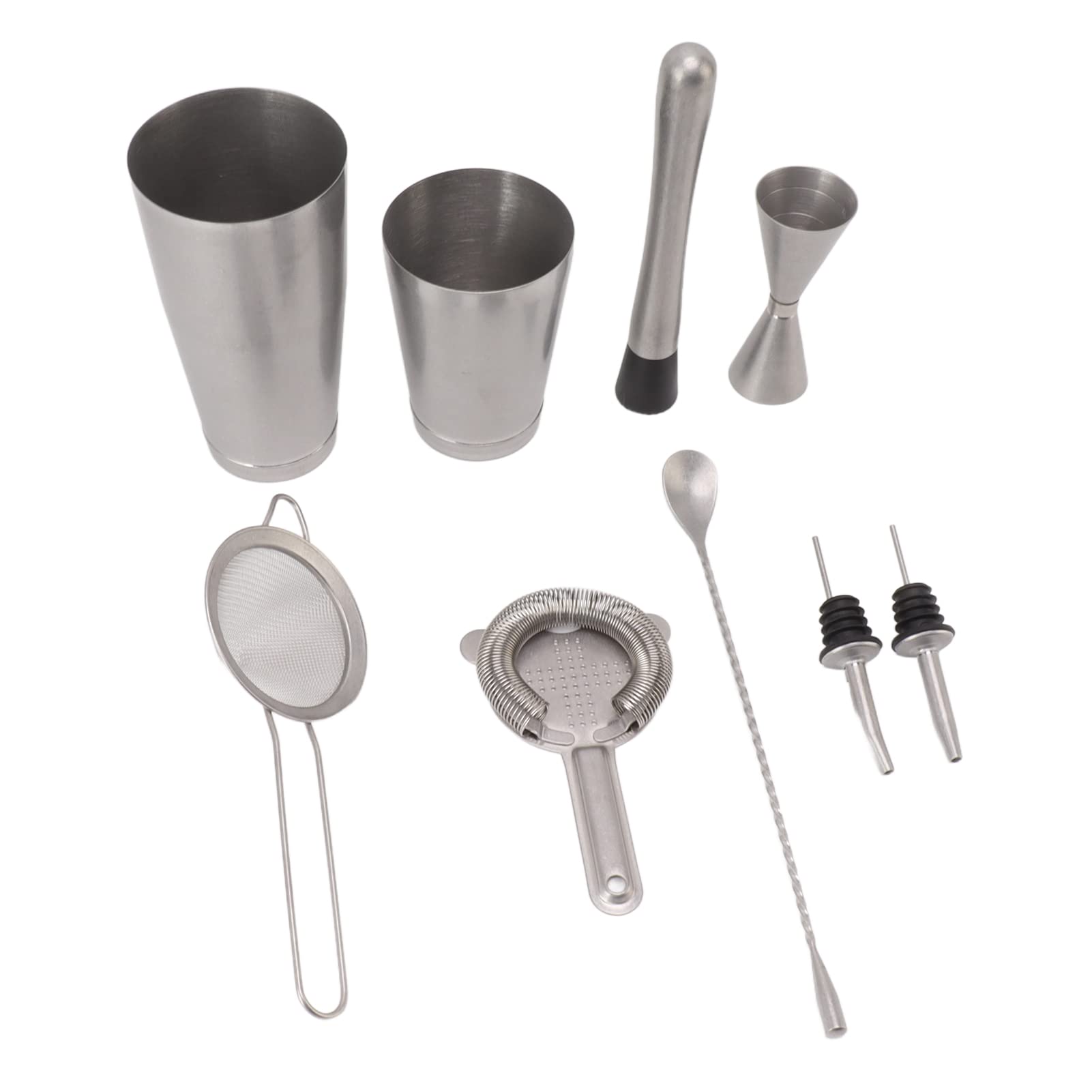 Kit de Barman Profesional para Elaborar Bebidas, Juego de Coctelera Boston de Acero Inoxidable de 8 Piezas para Uso Doméstico (Estilo C)