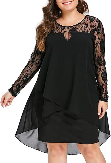 Misaky Women's Fashion Casual Plus Size  casual plus size lace dress
