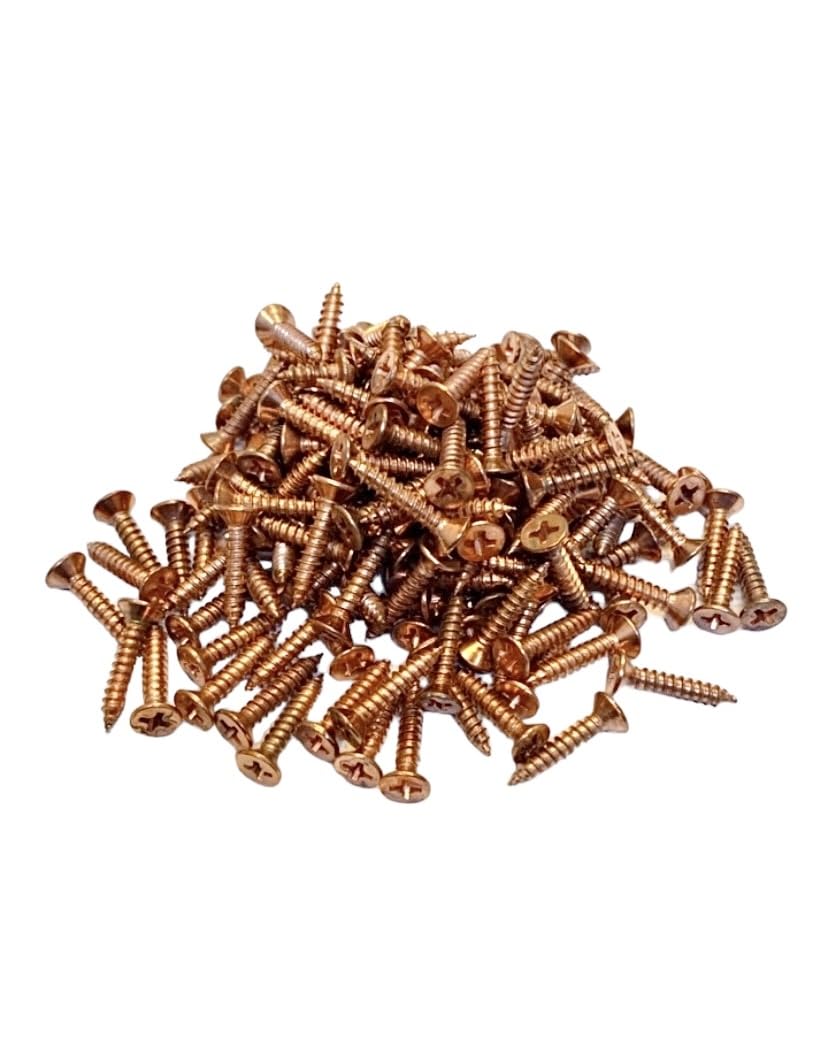 "BRASK" STEEL SELF TAPPING SCREWS CSK PHILIP HEAD 19 MM X 6 MM (3/4 INCH) ROSE GOLD COLOUR (PACK OF 100 PCS)-picture-11