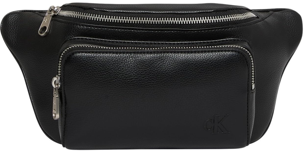 Calvin Klein Uomo Marsupio Webbing Strap con Zip, Nero (Black), Taglia Unica