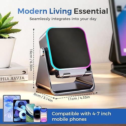 Miniatura 7 de Altavoz Bluetooth de inducción inalámbrico 5 en 1 con soporte ajustable para teléfono, amplificador de altavoces recargables para iPhone y Android,