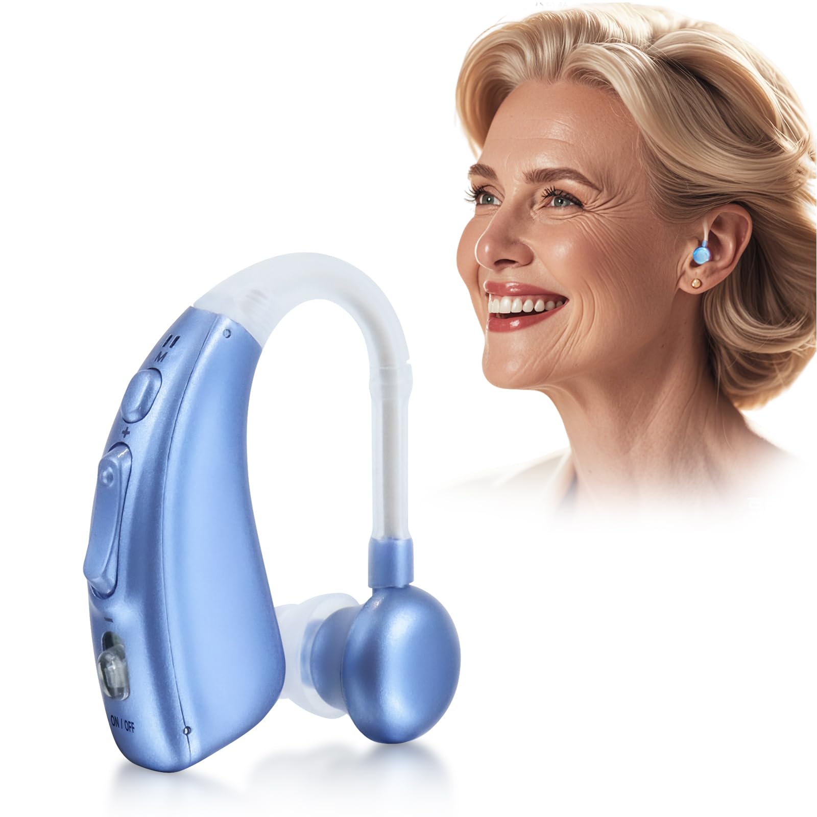 Compact, portable noise-canceling Hearing Amplifier, rechargeable, delivers clear all-around sound