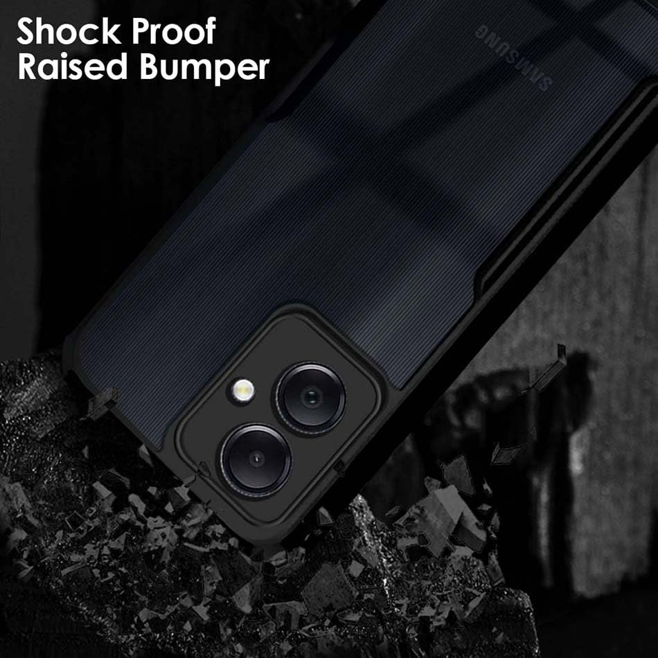 Image of Fashionury Shockproof Crystal Clear Back Cover Case for Samsung Galaxy A06 5G | 360 Degree Protection | Protective Design | Transparent Back Cover Samsung Galaxy A06 5G (Black Bumper)