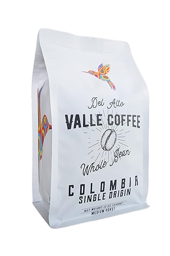 Del Alto Valle Coffee, Colombia de origen único, grano entero, tostado medio, 12 onzas, miel procesada