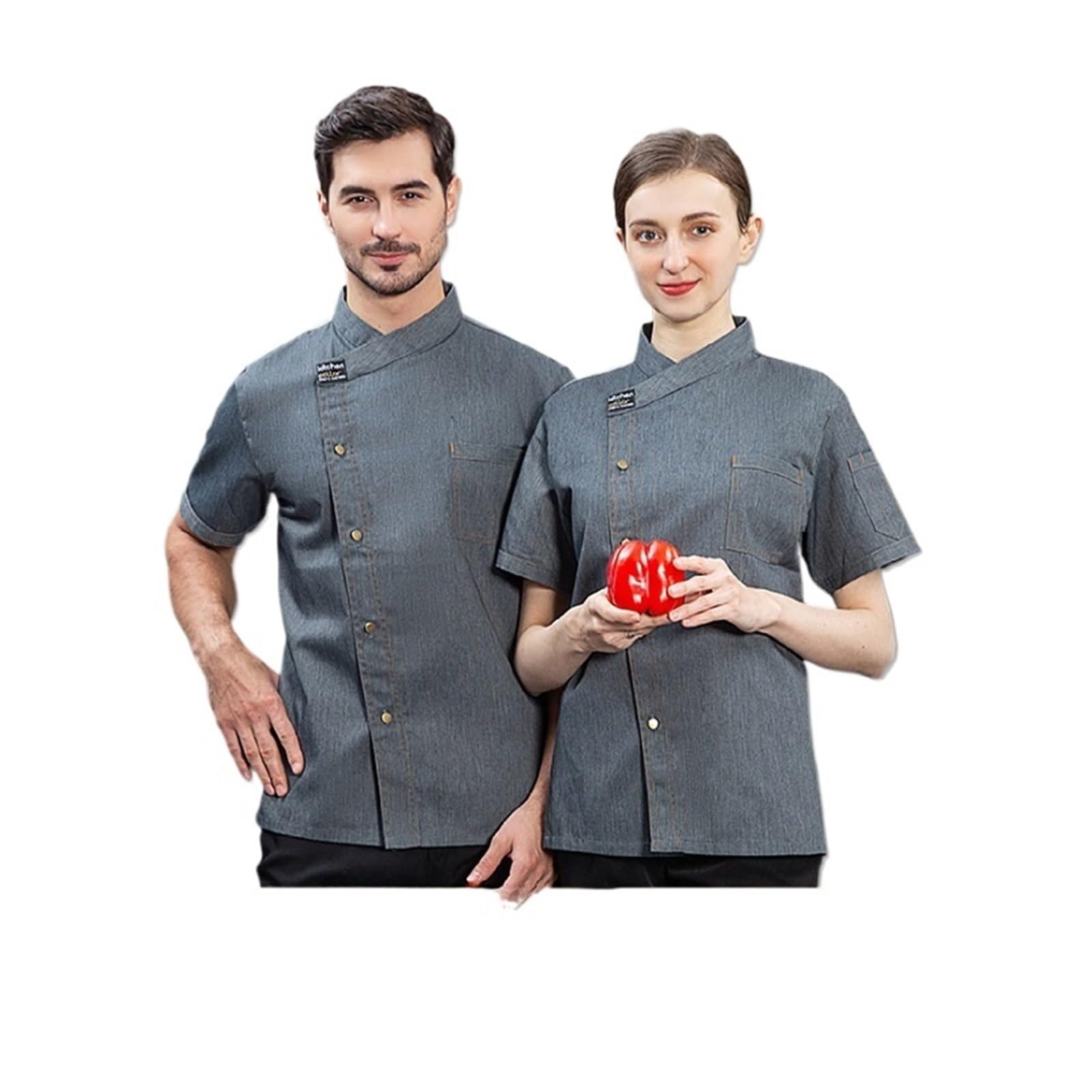 Giacca da Chef Divise da Cuoco Abiti Lavoro Estivi a Maniche Corte for Chef di Hotel, ristoranti, panetterie, cucine