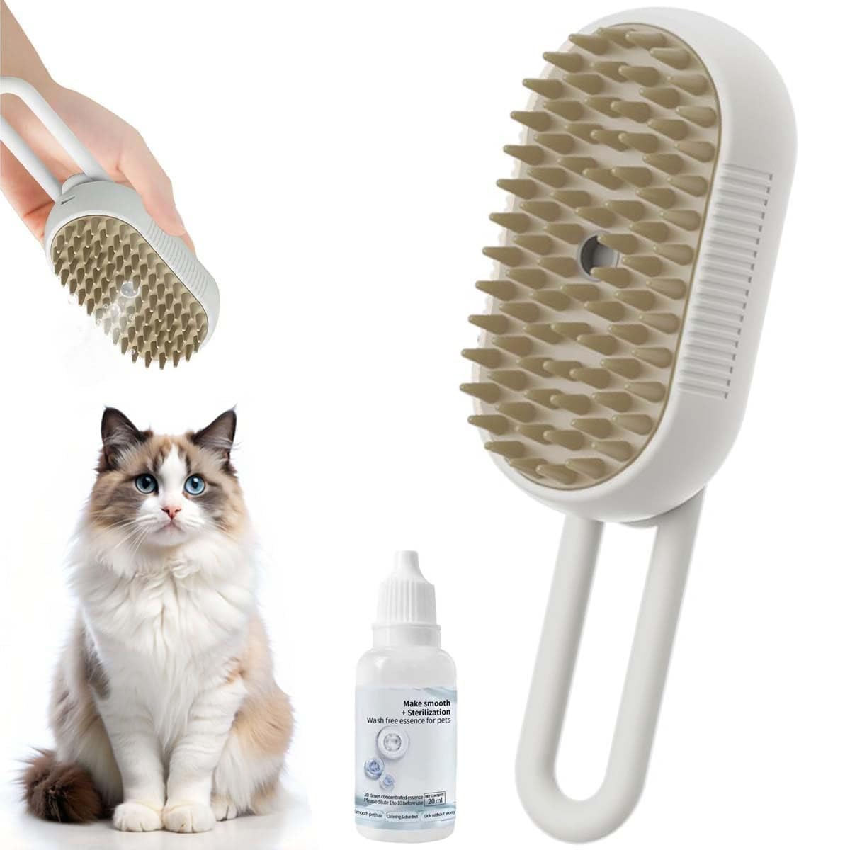 3-in-1 Katzen-Dampfbürste, Haustier-Dampf-Katzenbürsten, wiederaufladbar, antistatisch, Vibrationsmassage, Reinigung, Haarausfall und Kämmen, multifunktionaler Haarentfernungskamm für Katzen und Hunde