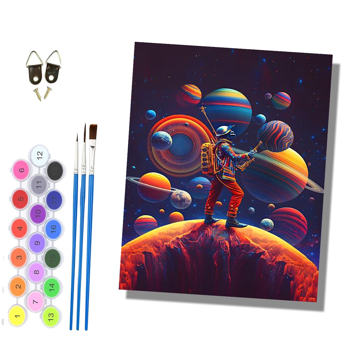 HONGPZH Paint by Numbers for Adults and Beginner Painting by Number Kits On Canvas Without Frame DIY Color Oil Painting Acrylic Paints Home Wall Decor 40x50cm/16x20in Planet Walkers