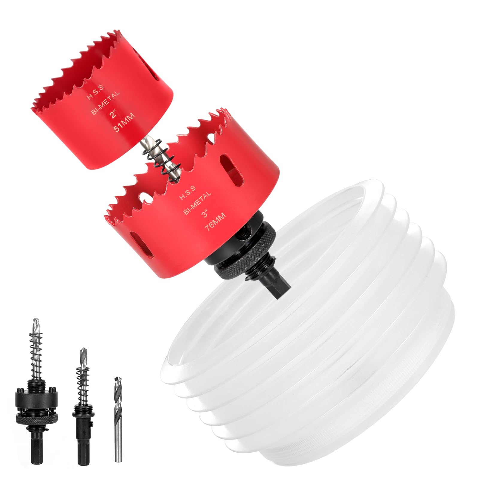 Nexigins 3-Inch & 2-Inch Hole Saw for Recessed Lights and Can Lights - Bi-Metal 3 & 2 Hole Saw with Dust Bowl for 95% Dust Colletcion - Drill Hole