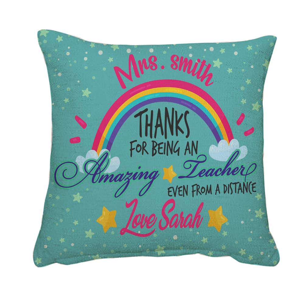 Getagift Linen Insert Personalised Teachers Present Idea - Thanks For Being An Amazing Teacher Any Name Inspired Throw Pillow Cover Cushion Cover With Insert. (Linen Insert)