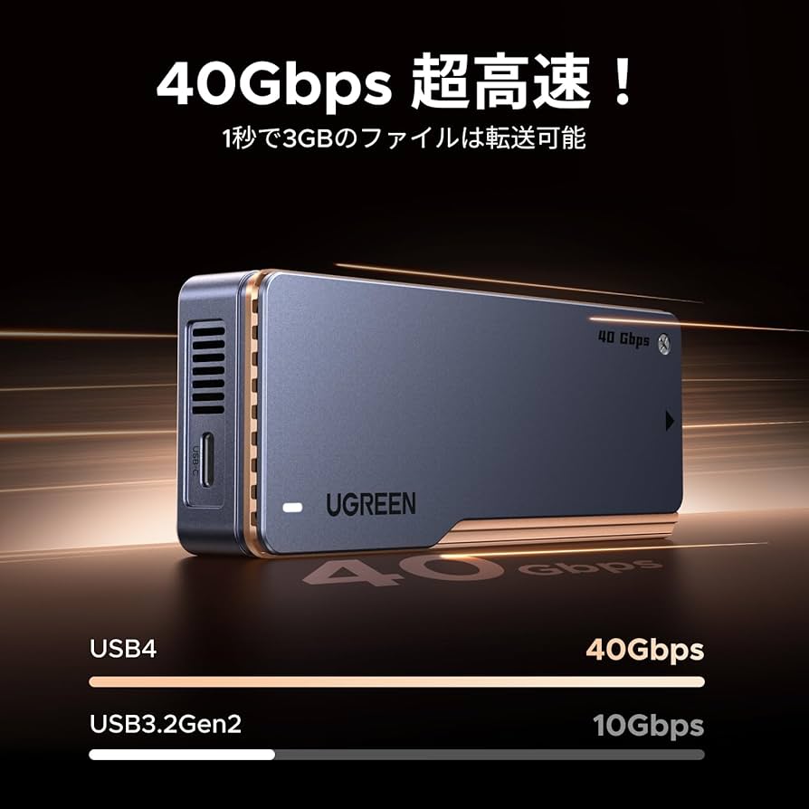 新品未開封！　UGREEN M.2 SSD USB4 40Gbps 外付けケース 楽天市場】UGREEN 【USB4® 40Gbps】M.2 SSD 外付けケース M.2