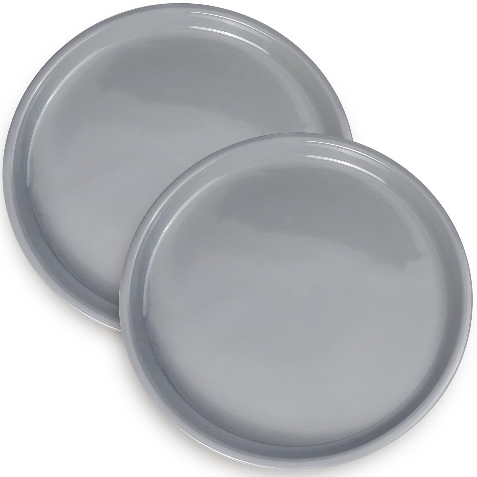 EPFamily Plant Pot Saucers - Ceramic Plant Saucers for Outdoors 12 inch Plant Trays for Indoors No Holes Plant Drainage Trays Round Flower Pot Saucers Plant Plates to Catch Water 2 Pack Gray