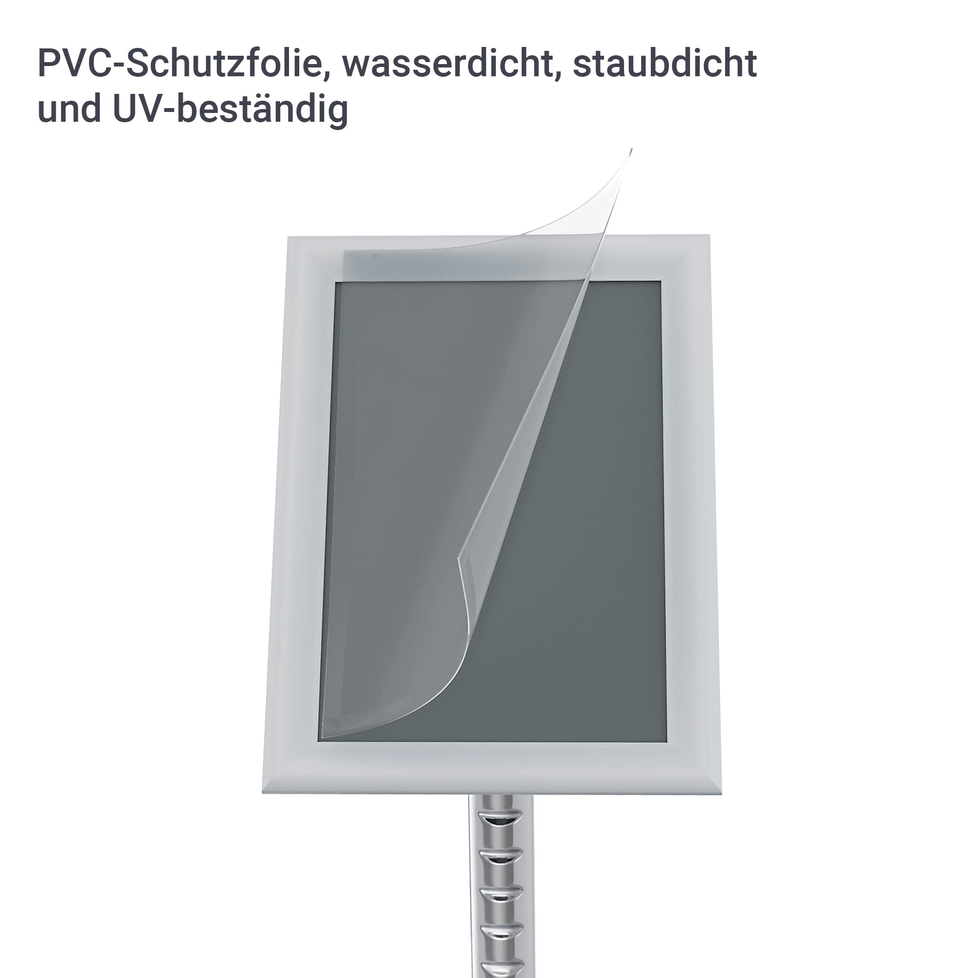 DISPLAY SALES menubord DIN A4 | Zilveren premium design vloerstandaards (1 m totale hoogte) | menustandaard voor portret-/landschapformaat