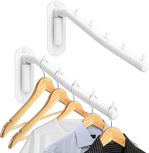 Sumnacon 2 percheros de acero inoxidable para colgar ropa, con brazo oscilante, perchero resistente para lavandería, dormitorios, tendedero de ropa