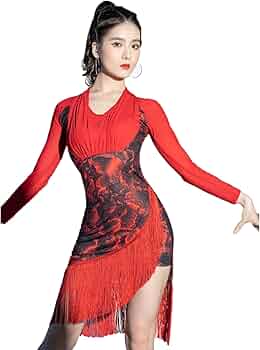 Robe De Danse Latine Glamour à Franges Pour Femme - Costume à Franges