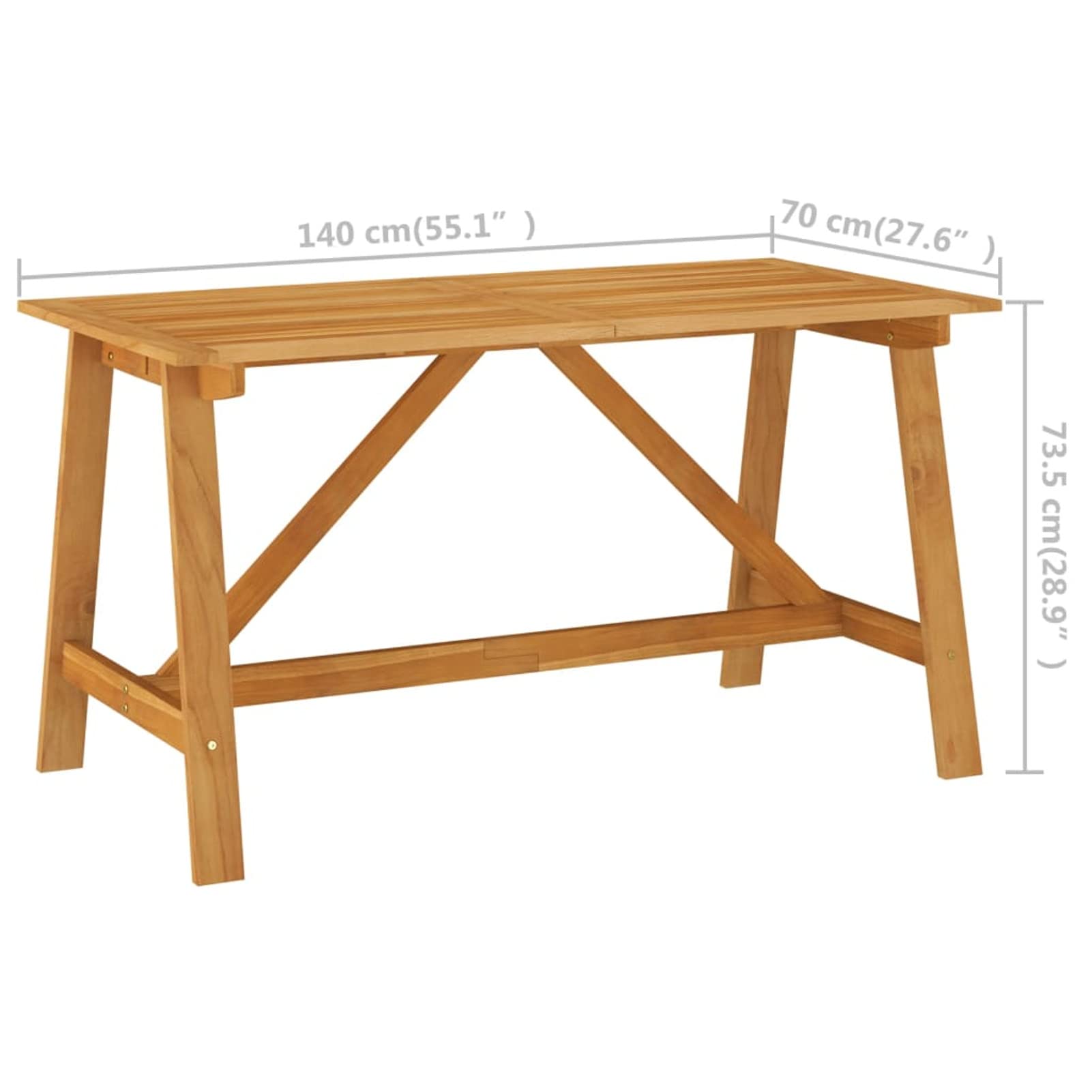 Stół ogrodowy 140x70x73,5 cm lite drewno akacjowe, zewnętrzny stolik kawowy, ogród zewnętrzny stolik kawowy, zewnętrzny wysoki stół