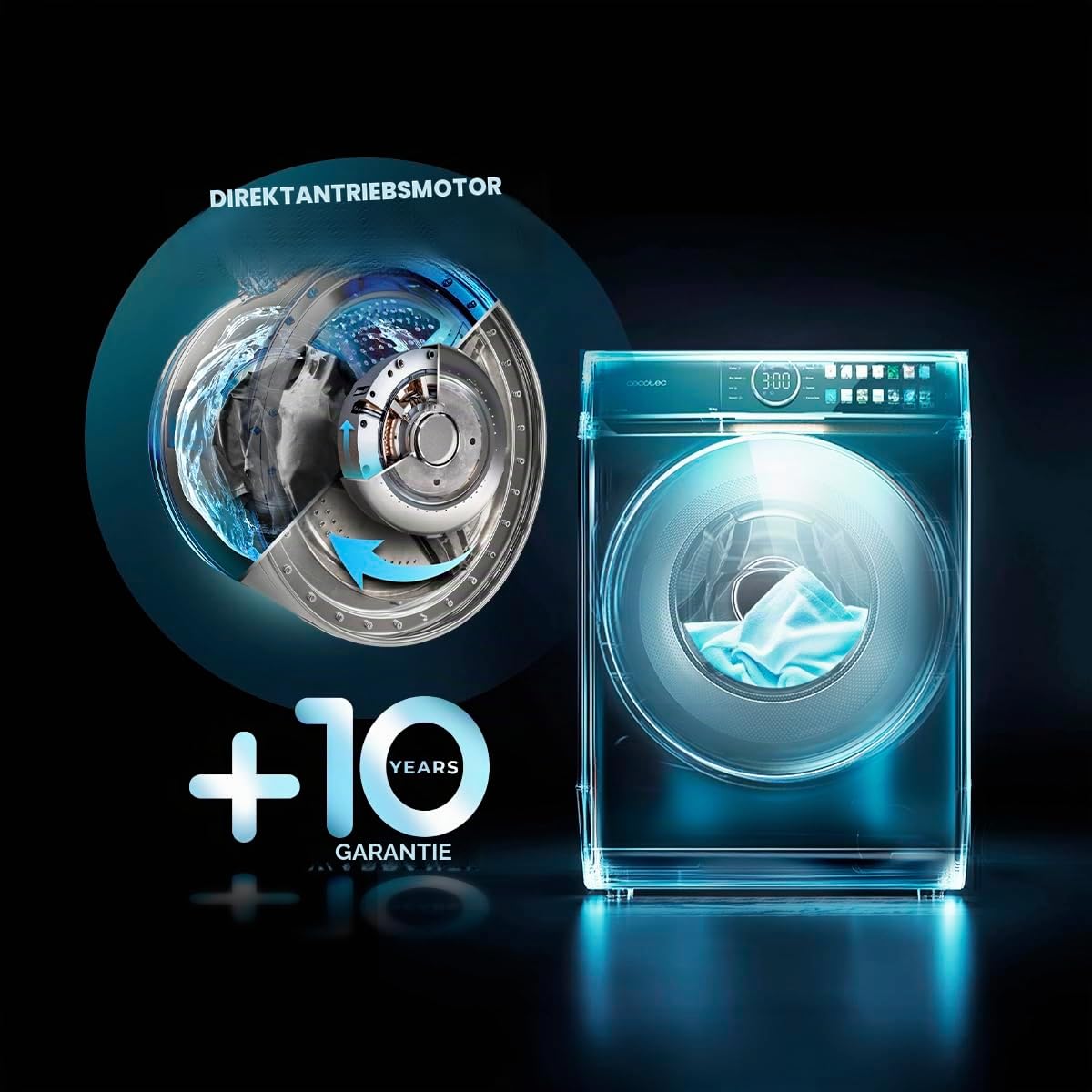 Cecotec Bolero DressCode 12950 Autodose Direct Drive 3D Titanium | Waschmaschine 12 kg, Energieklasse A, Direct Drive Motor, 1400 rpm, 13 Programme, 9,2-Zoll-Touchscreen, SteamMax, XXL-Tür