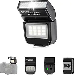 ULANZI Câmera SL03 Mini Flash Speedlite com Luz de Vídeo para Iniciantes Básico, GN8 6500K Flash Ângulo de 90° Ajustável Compatível com Sony/Canon/Fuji/Nikon DSLR, Suporte Universal Single Contact Hot