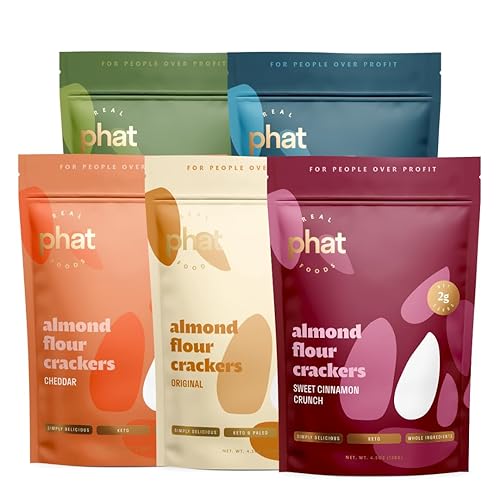Real Phat Foods Galletas de harina de almendras, bajas en carbohidratos, sin gluten, Keto y Paleo, aperitivo apto para dieta keto - 4.5 onzas
