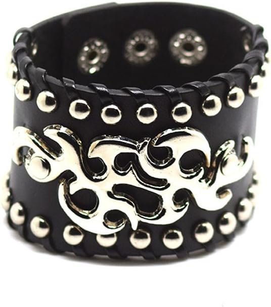 UltraByEasyPeasyStoreUltra Leather Goth Steampunk Bracelet Emo Punk Cyber Wrist Cuff Mens Womens Wristband