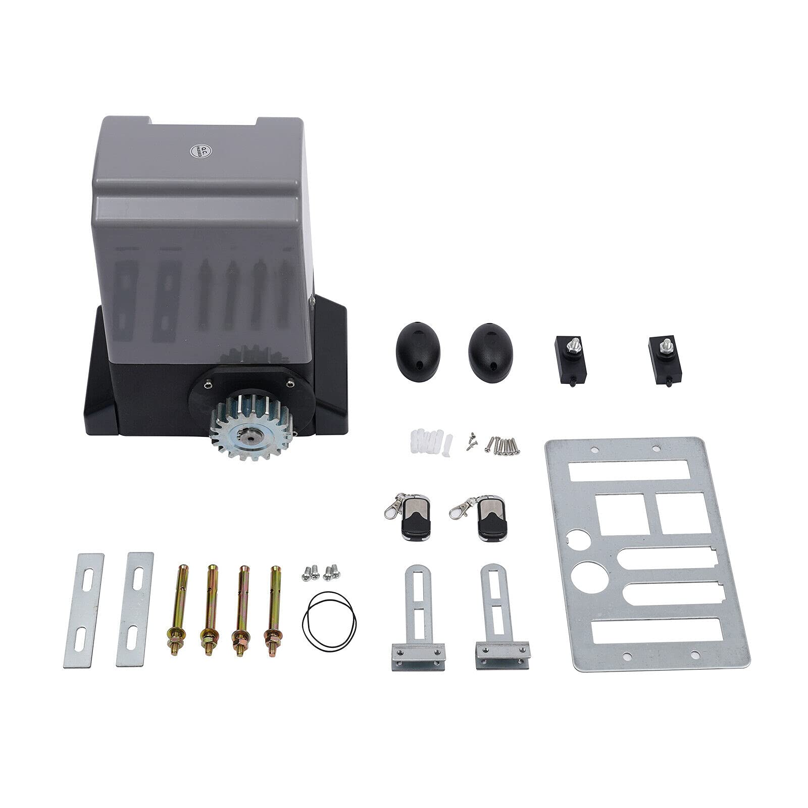 550 W 1200 kg Motor Puerta Corredera, Kit Motor Puerta batiente, IP44 6 m Cremallera y Piñón Motor de Puerta Corredera Accionamiento de Puerta Automática con 2 Mando a Distancia