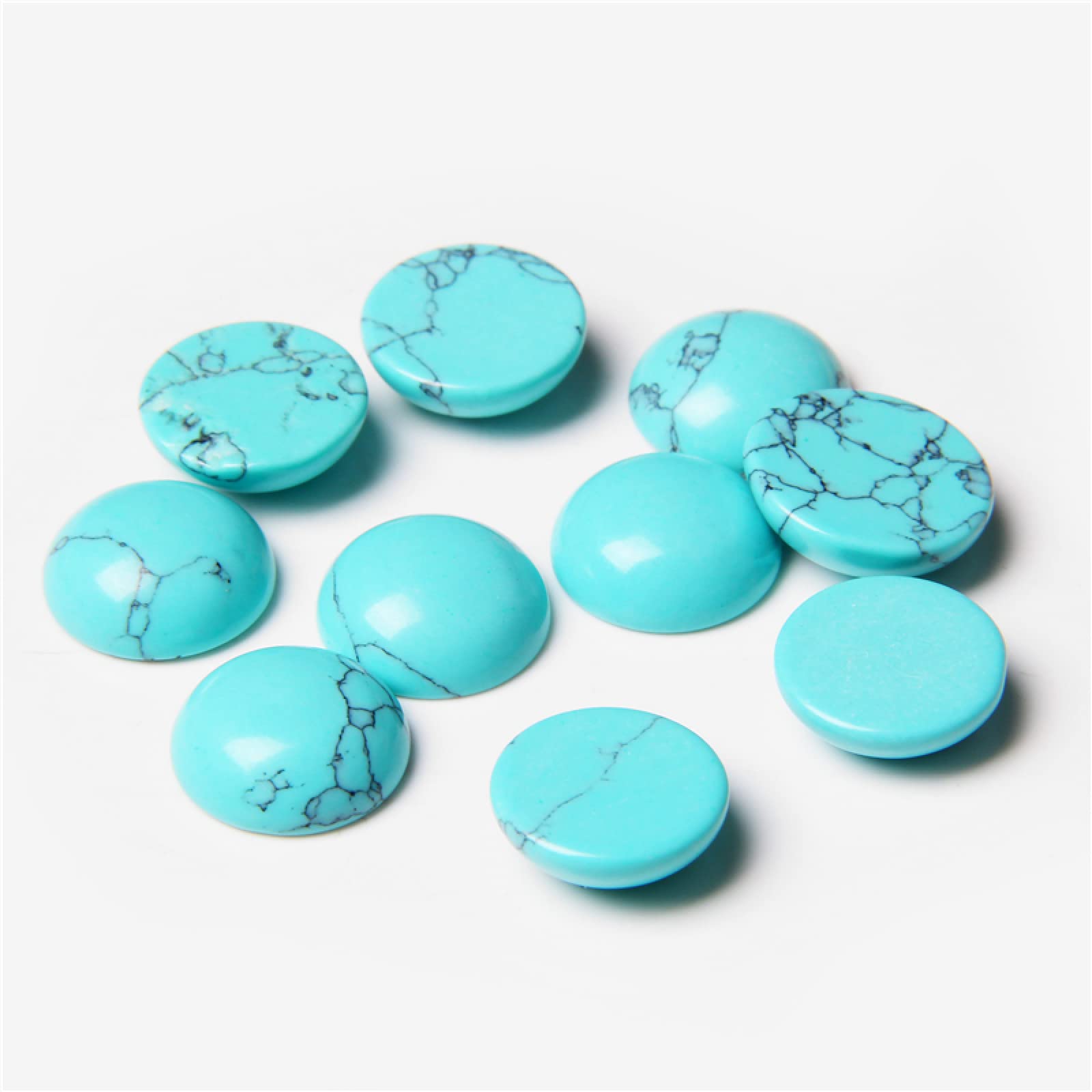 Turquoise naturelle n°18 de 10 mm, cabochon rond de qualité supérieure