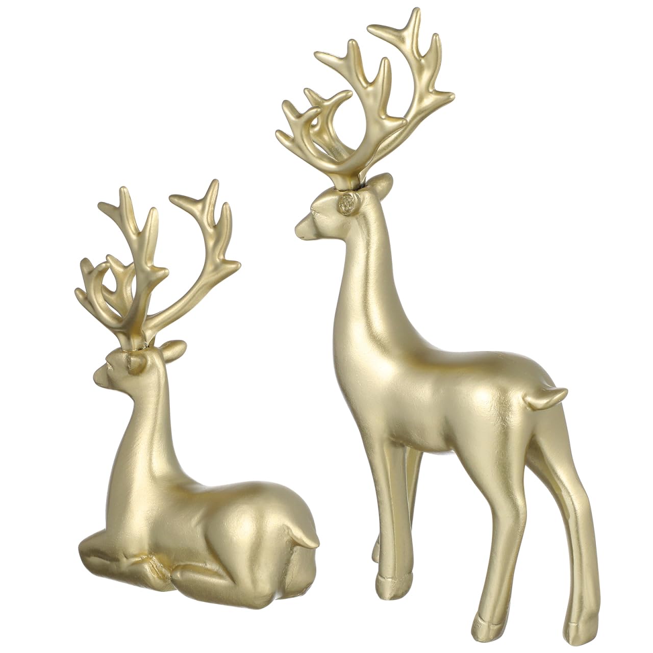 BESTonZON Figurines de cerf en résine de Noël, Figurines d'animaux en Forme de Couple de Cerfs dorés Figurine de Bureau Ornement Porte- fête de Noël, Mariage, Pendaison de crémaillère