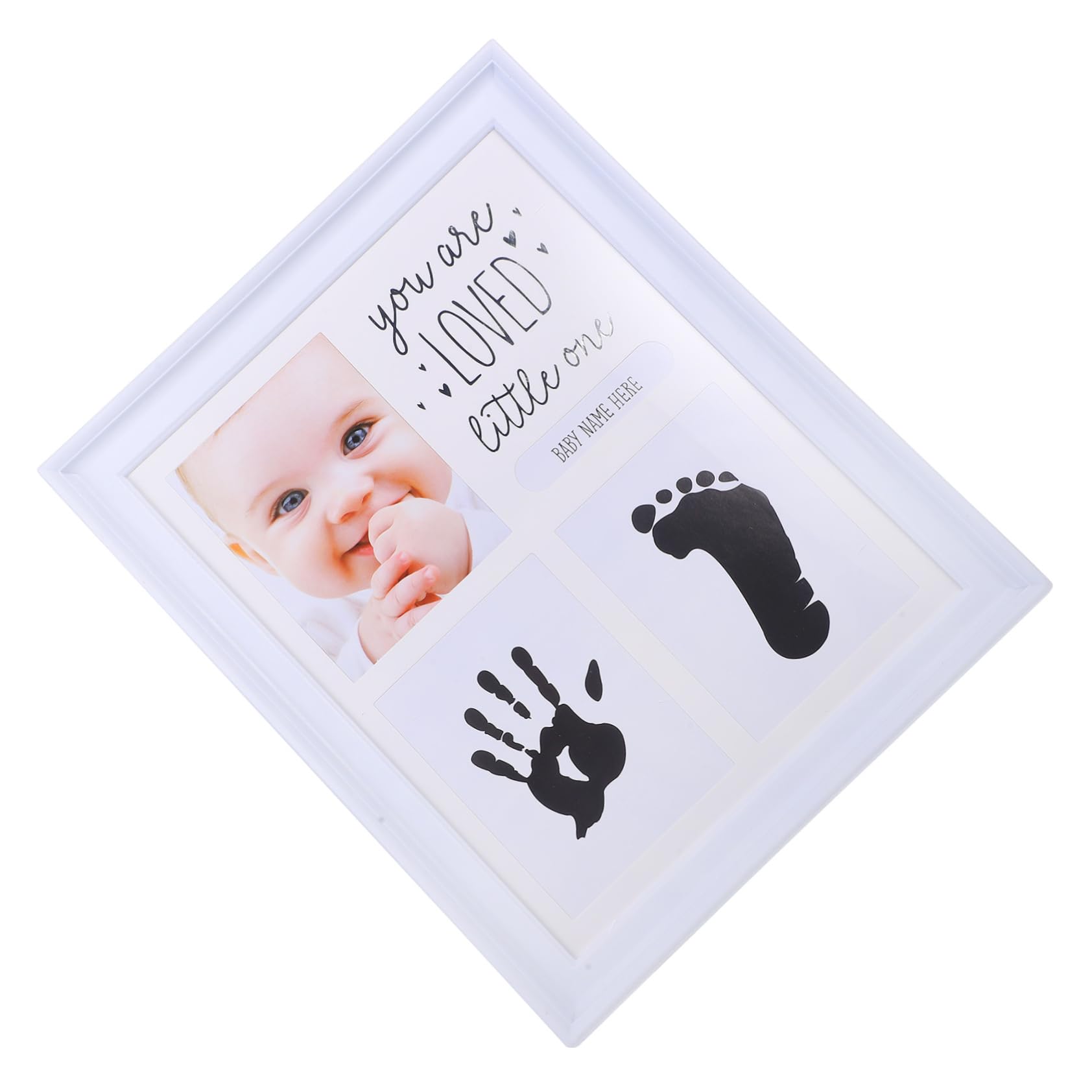 Hemoton Baby Birth Announcement Sign Hand Footprint Photo Frame 12 Months Milestone Mother's Day