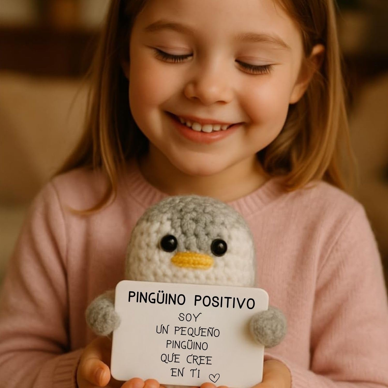 Pingüino Positivo© | Regalo Original y Divertido | Idea Graciosa | Fiesta Infantil y Adolescente | Cumpleaños Niño Niña | Peluche Divertido | Muñeca con Humor | Juguete Gracioso | Peluche Motivacional