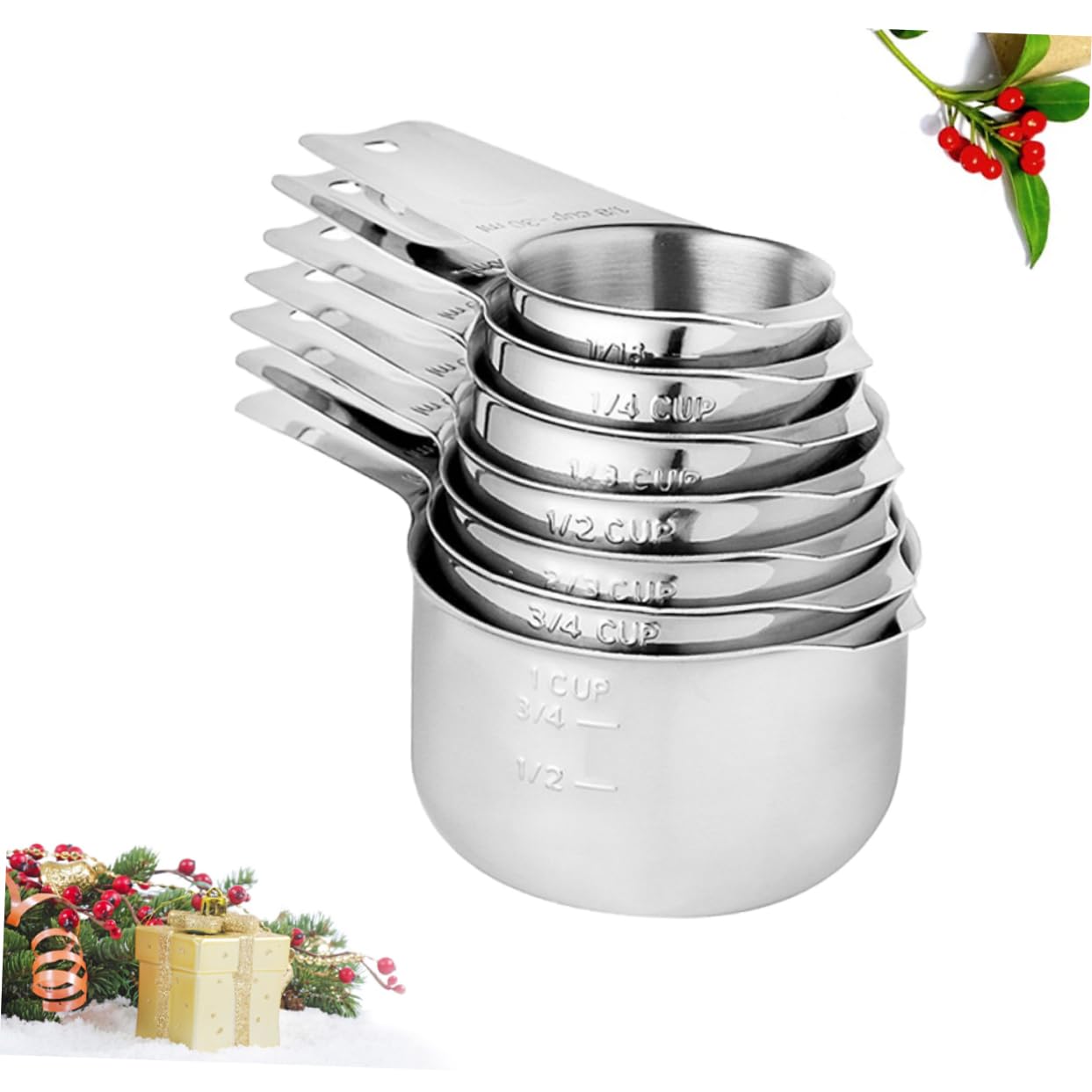 Juego De 7 Tazas Medidoras Para Hornear Utensilios De Cocina Acero Plateado