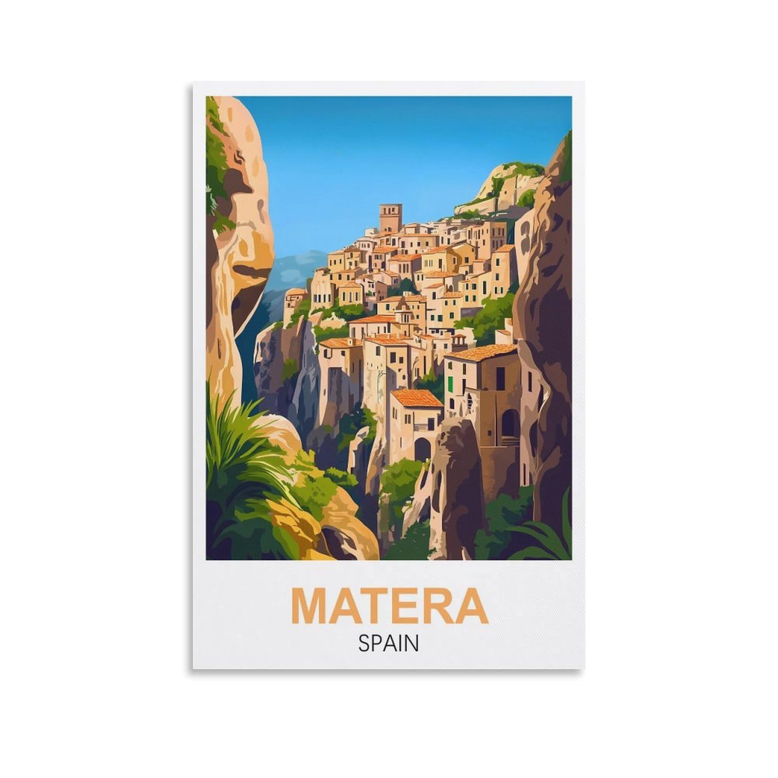 EZMLFA 5D Diamond Art Kits for Beginner,Matera Spain,Diamond Art House DIY Diamond Art Kits for Home Wall Decor 40x40cm