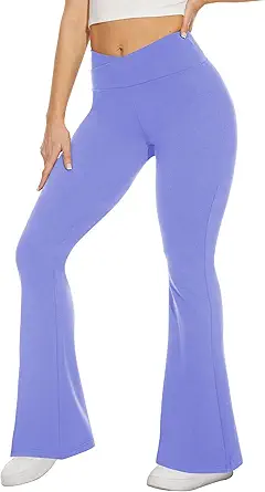 TNNZEET Black Flare Leggings for Women, Crossover Yoga Pants with Pockets Bootcut Flared Leggings