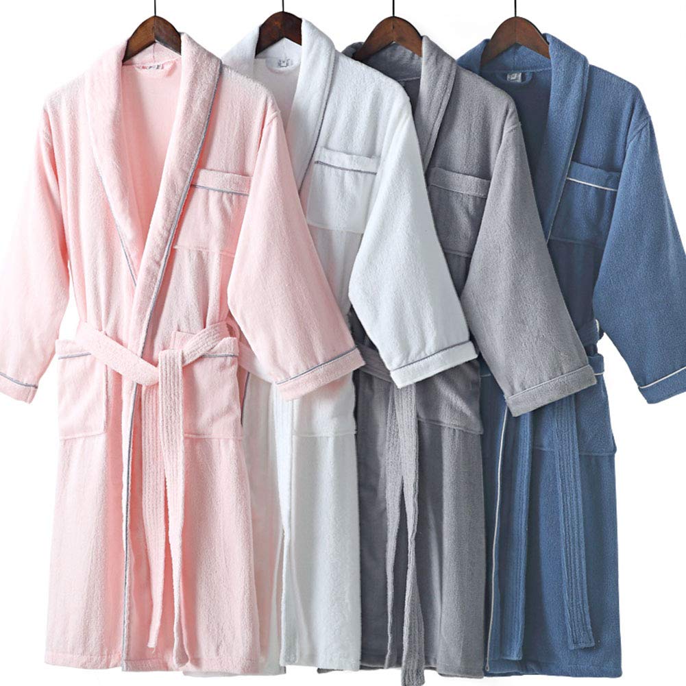 Bathrobe Accappatoio Asciugamano in Cotone per Uomo e Donna, Vestaglia Lungo con Collo Sciallato, Piccolo, Medio, Grande