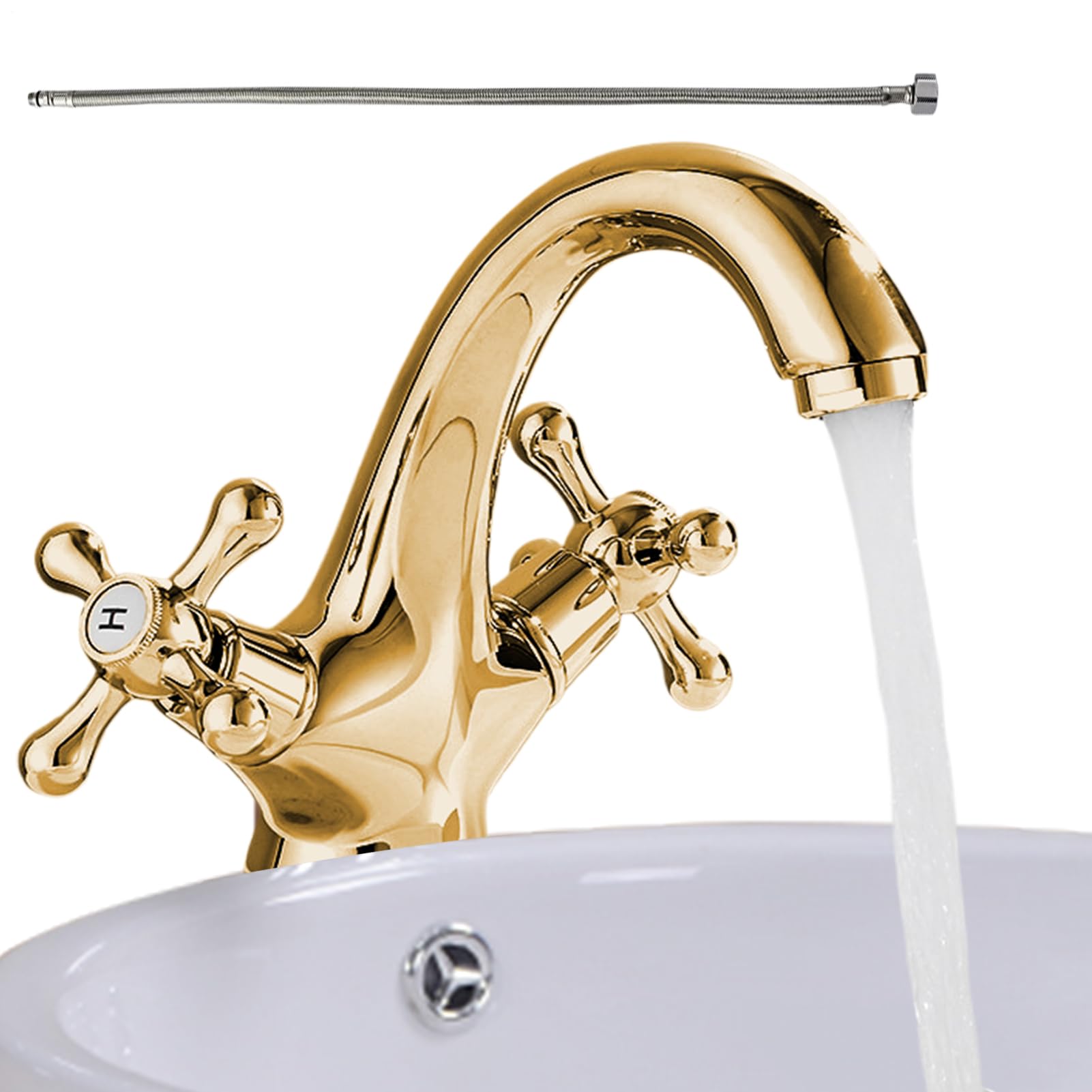 Rubinetto Lavello Miscelatore Monoforo a Due Maniglie Acqua Calda e Fredda