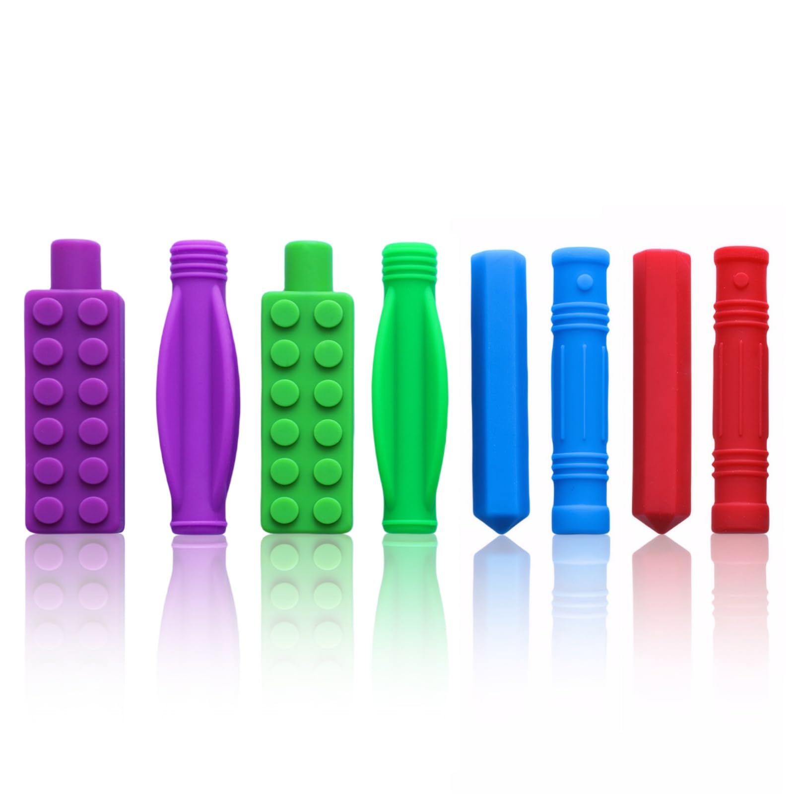 RUIOMII 8 Packs Silicone Pencil Toppers Sensory Chew Topper for Autistic ADHD, Oral Motor Children Adult, color 1