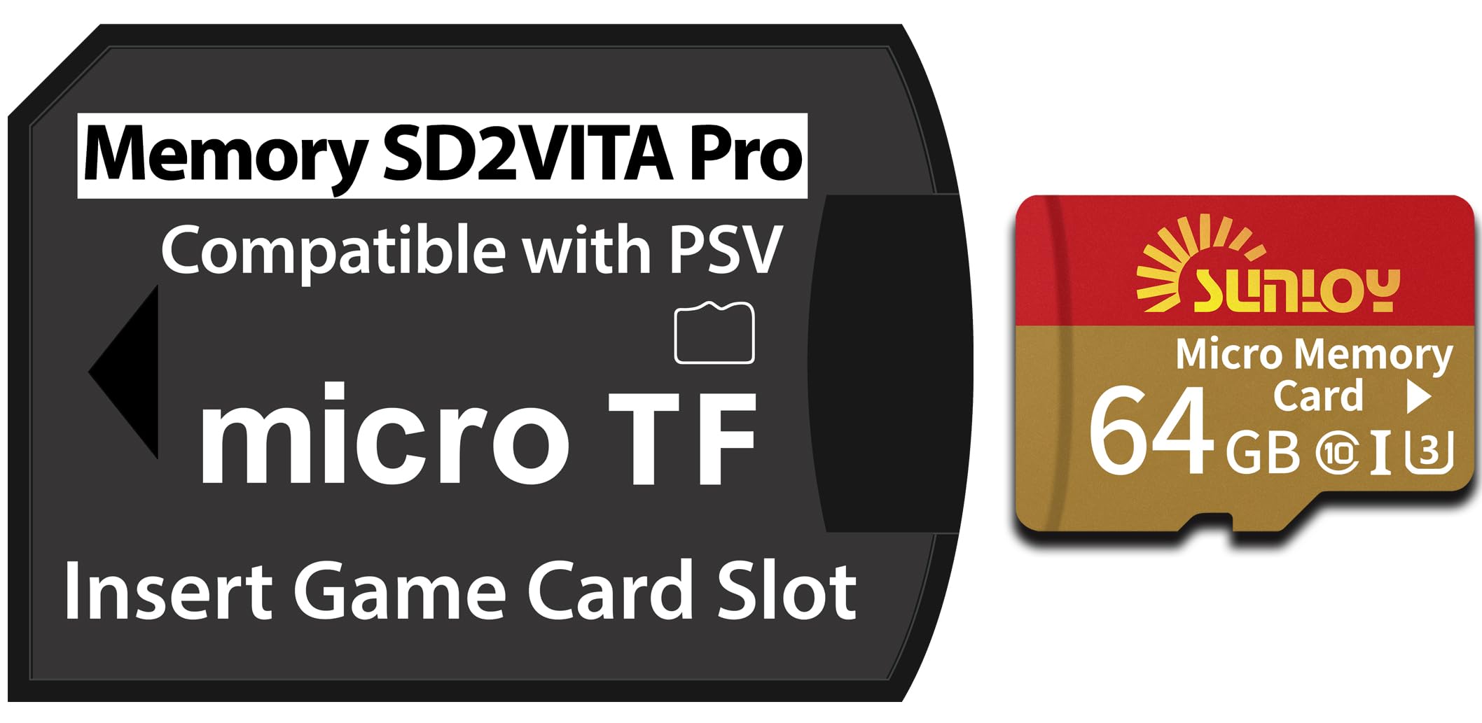 PS Vita Scheda di memoria SD2Vita 6.0 con scheda Micro SD da 64 GB, scheda di memoria flash microSDXC UHS-I ad alta velocità con adattatore per schede SD PSV 1000/2000 PSTV FW 3.60 HENkaku Enso System