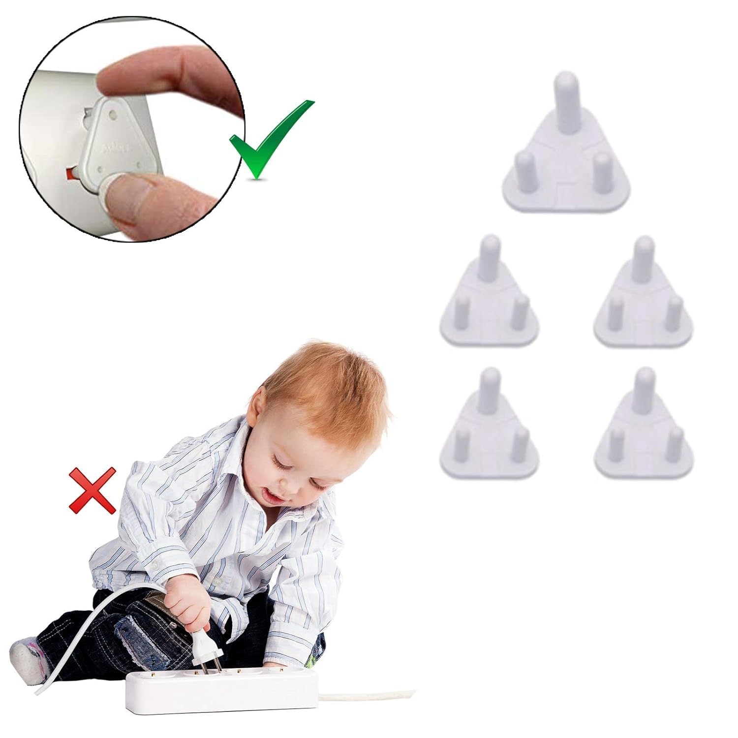 Safe-O-Kid 2-in-1 Infant Care Combo – 1 Baby Tongue Cleaner & 10 BPA-Free Electrical Plug Safety Guards for Oral Hygiene & Home Safety (Assorted Colours) 2