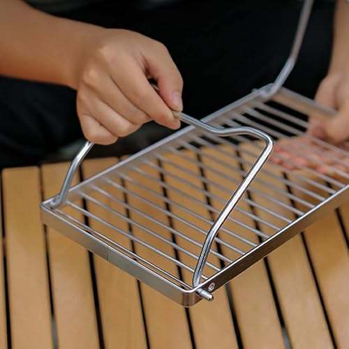 Miniatura 5 de BESPORTBLE Parrilla plegable para fogata portátil, rejilla de acero inoxidable para campamento de fogatas para almacenamiento compacto, parrilla de