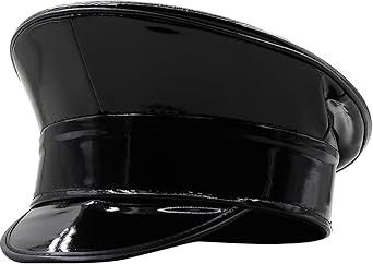 NUEAYMS PatentLeather Military Hat for Women Novelty Glitter Party Hat Sergeant Captain Cap for Stage Club Bachelorette Party
