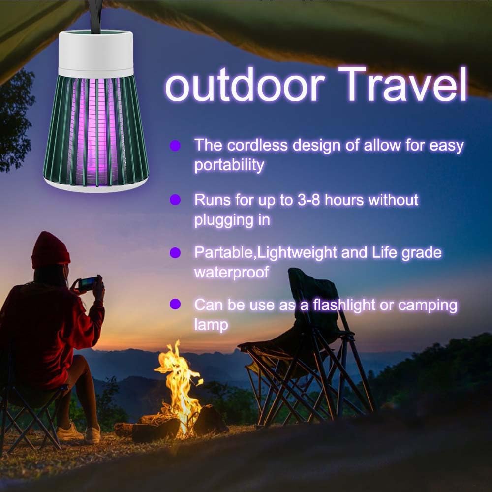 Mozz Guard Mosquito Zapper, 2025 New MozzGuard Outdoor Mosquito Lamp, USB Charing and Low Noise, Portable Cordless Zapper Outdoor, for Indoor, Home Garden, Camping, Picnic (2 Pack)