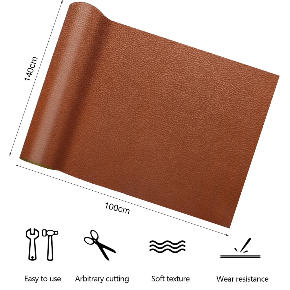 LOMUG Stof Kunstleer per Meter 200 x 140 cm Waterdicht Generfd Kunstleer Structuur Leer Stof Nepleer, Patch voor Bank, Autostoelen, Bekleding, Tafelkleed, Tassen, Accessoires