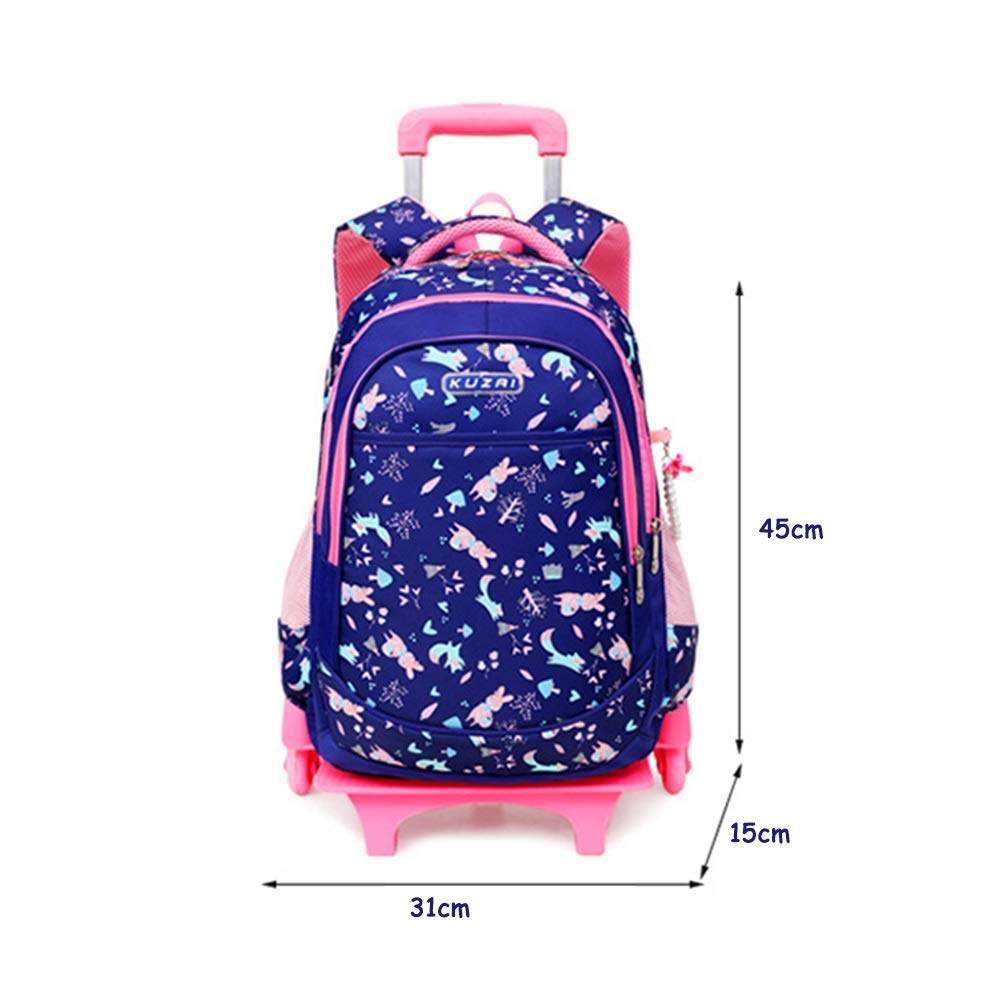 Zaino per bambini Trolley Bag ， Borse per libri scolastici per ragazze e ragazzi, Zaino per bambini Zaino con ruote con sei ruote Glow (Color : Blue)