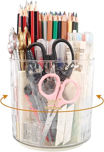 Organizador de escritorio giratorio de 360, soporte transparente de alta calidad para escritorio, accesorios de escritorio cortados y organizadores