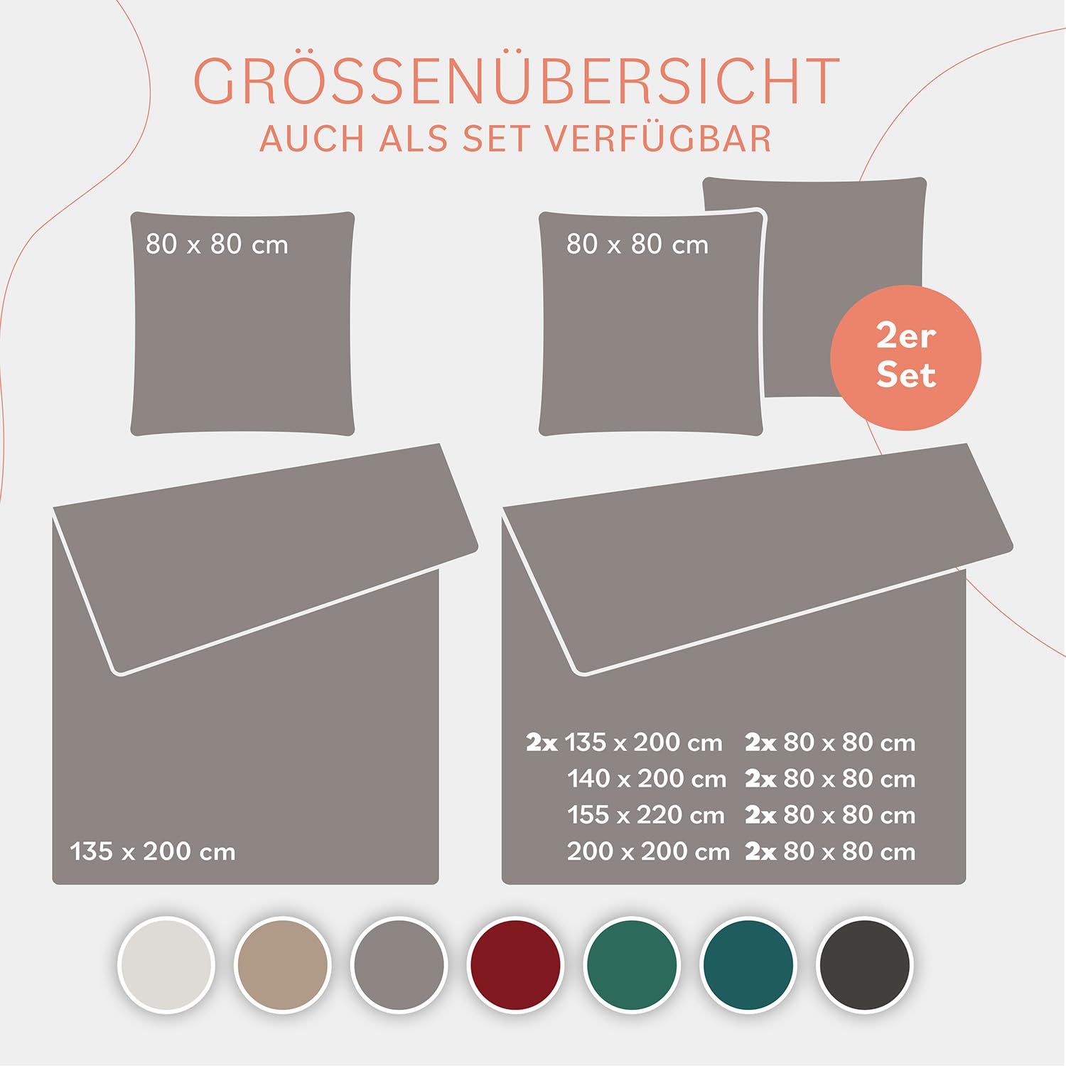Blumtal Winterbettwäsche 135x200 cm, 4-teiliges 2er-Set – Cashmere-Touch Plüsch aus Flauschiger Mikrofaser, Oeko-TEX Zertifiziert, 2 Deckenbezüge + 2 Kissenbezüge 80x80 cm – Taupe/Beige