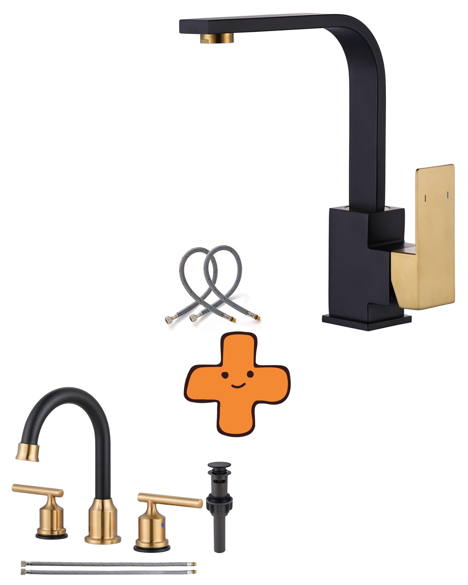Jnfidosr Black/Gold Single Hole Bar Sink Faucet And And Bathroom Faucet
