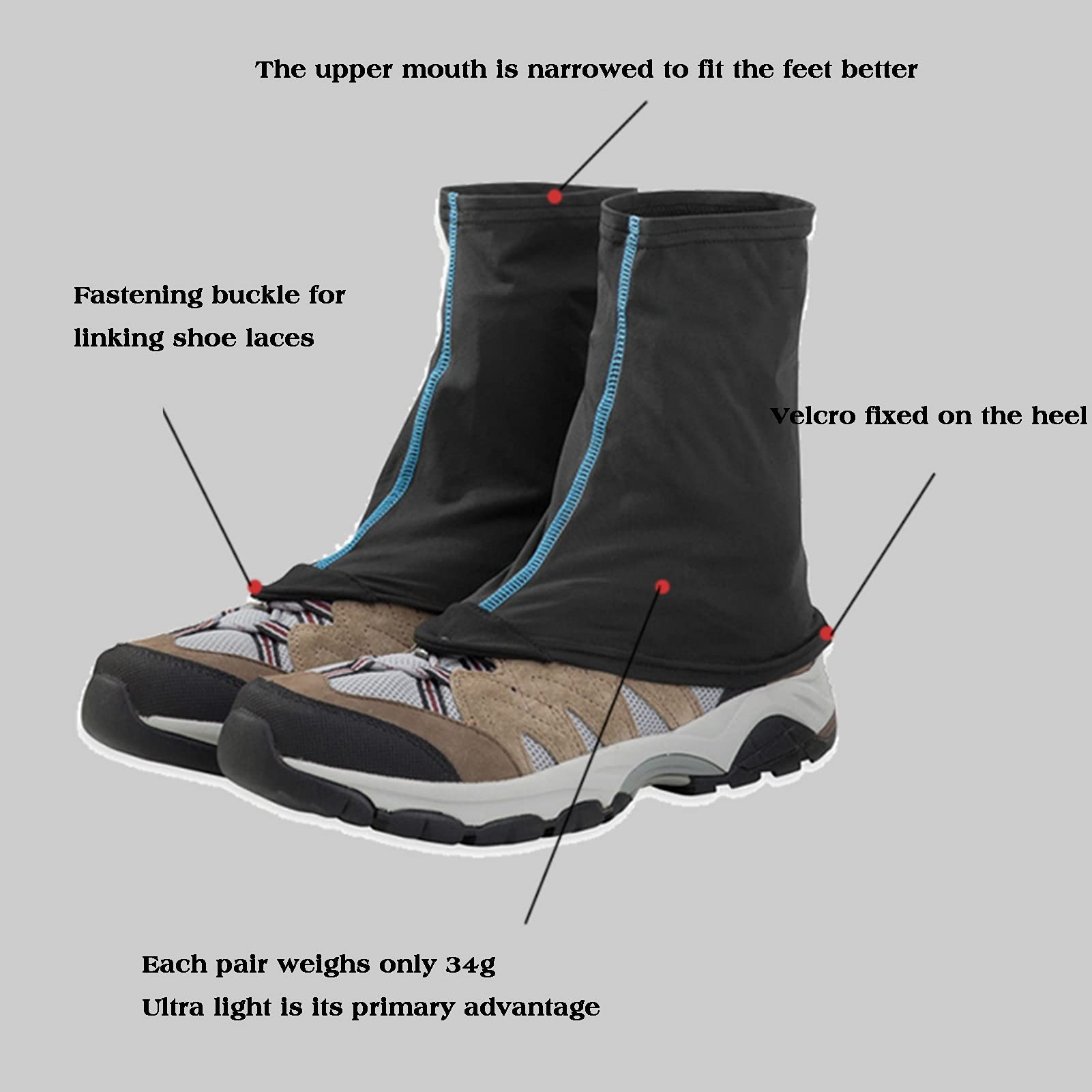 Guêtres De Jambe, Guêtres De Chaussures Légères Réglables, Bottes De Guêtres De Serpent Respirantes, Adaptées À La Course De Fond sur Neige, À La Randonnée Et À l'escalade(ML)