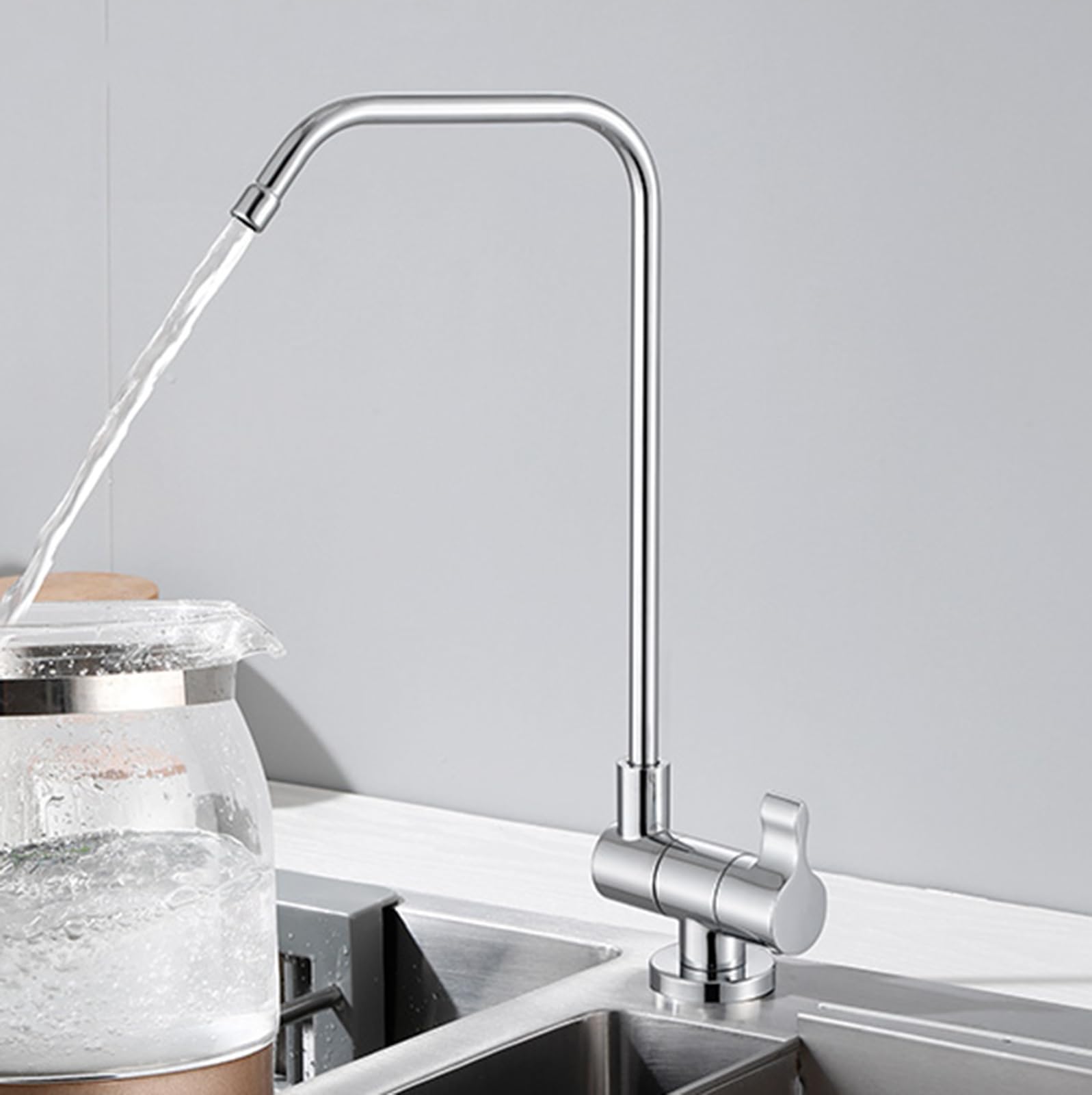 Faucet Grey Kitchen Sink Faucet with Single Handle Folding Filter Tap for Improved Water Quality and Convenience (Chrome Plated A)