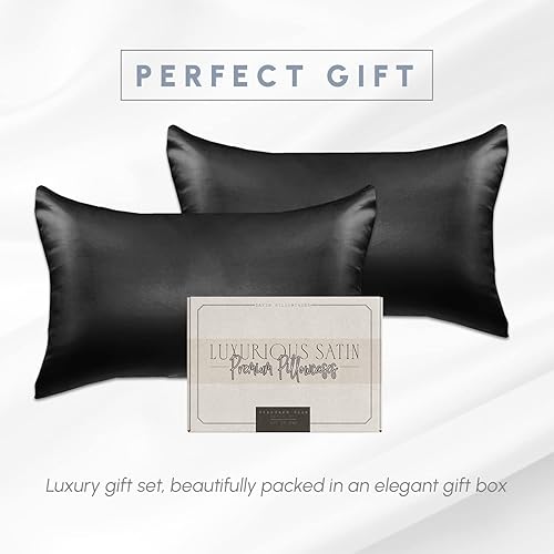 Miniatura 5 de Elegant Comfort Juego de 2 fundas de almohada de satén de viscosa refrescante con cierre de cremallera oculto sedoso y suave para el mejor cuidado